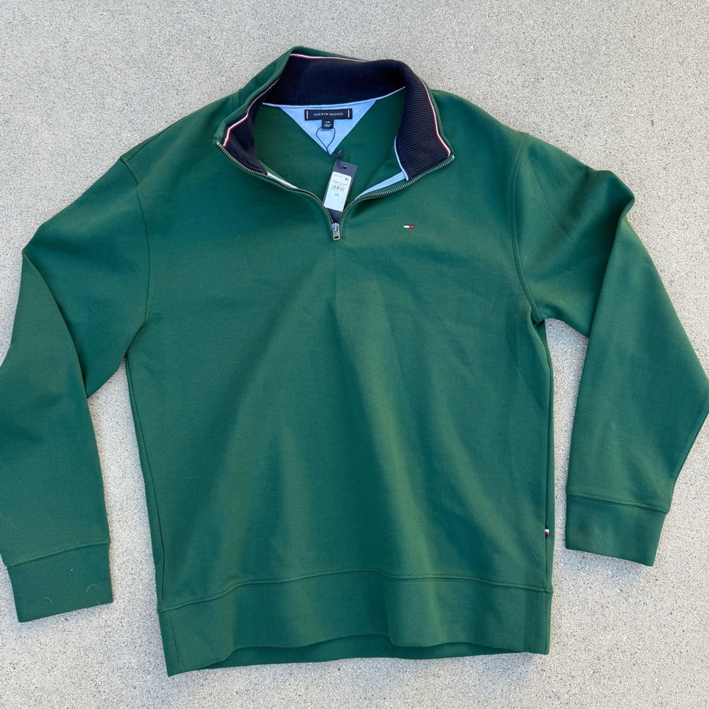Tommy Hilfiger Men's Forest Green Zip-Up Sweater